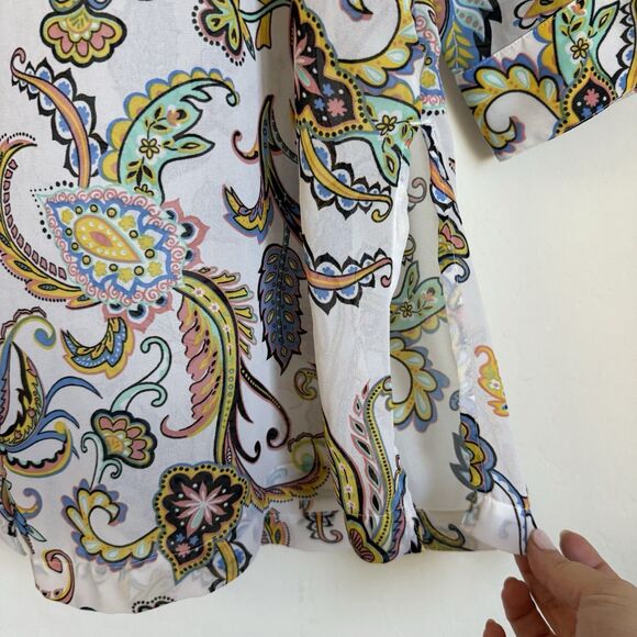 Jessica London Plus Size Sheer Boho Paisley Button Down Tunic 14W Artsy - Picture 4 of 16